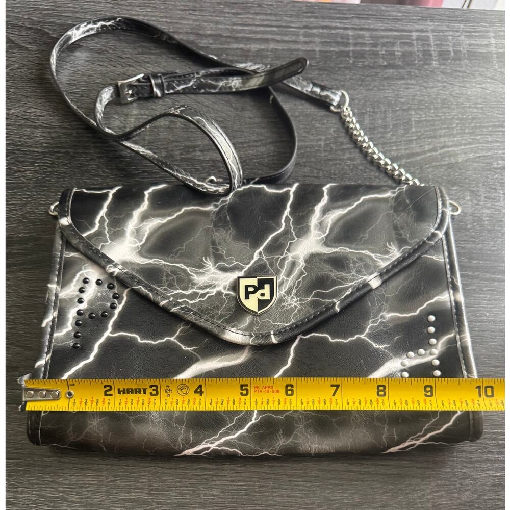 Prasacco Black And White Lightening Bolt Print Clutch Shoulder Bag Purse - Picture 3 of 8
